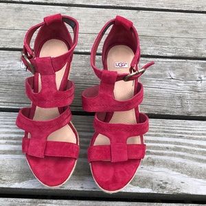 UGG Wedge Sandals in Magenta